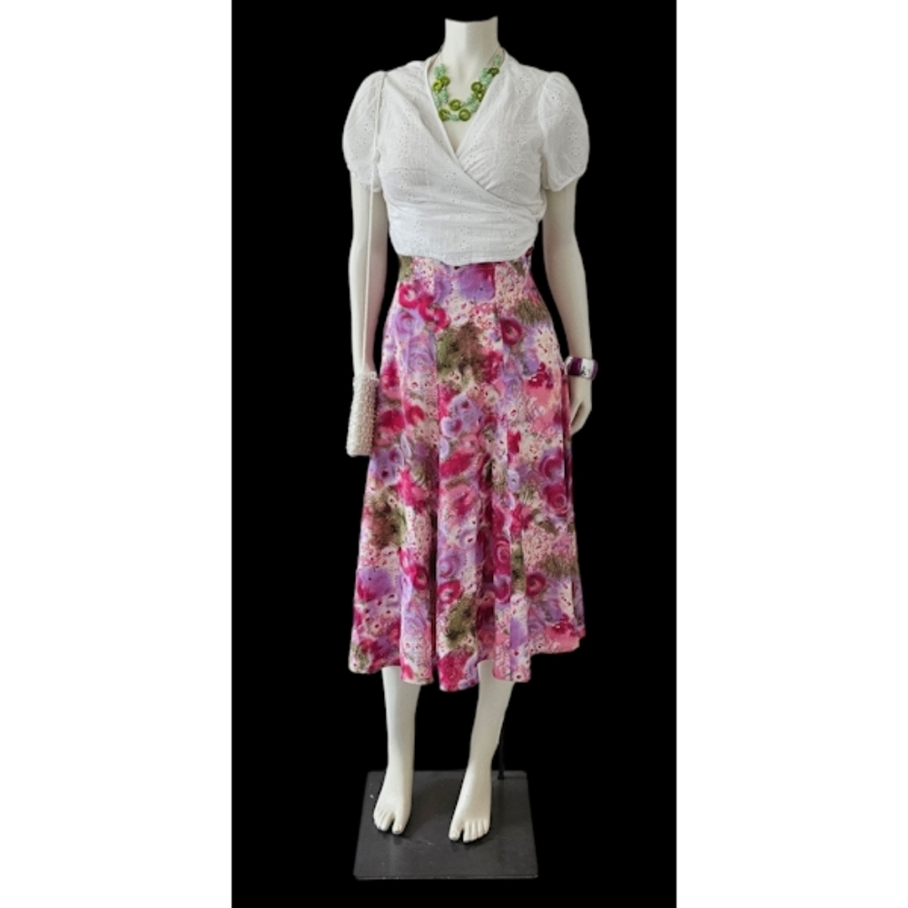 Womens High Waisted Floral Skirt